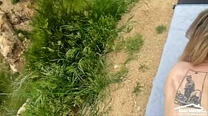 hey that petite tattooed teen with big natural tits risks public outdoor fuck on huge bbc first time