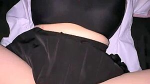 Big titted asian student rips skirt for creampie doggystyle in dorm