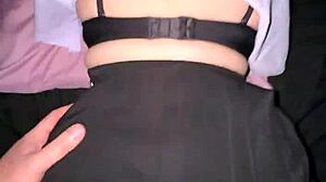 Big titted asian student rips skirt for creampie doggystyle in dorm