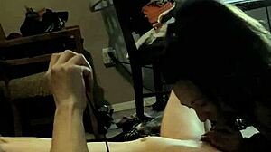 little asian angel drops to knees sucking cock before riding it hard