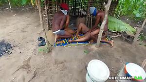 Granny's Hut Turns Into Wild Ebony Creampie Orgy!