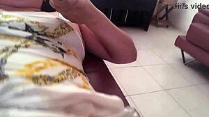 sexy mami masturbates horny in living room when hubby leaves her super wet