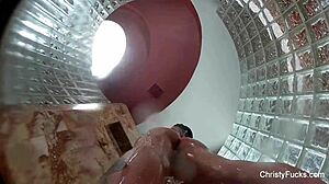 christy mack showers nude backstage big tits ass pussy tease lesbian brunette tattoo fun