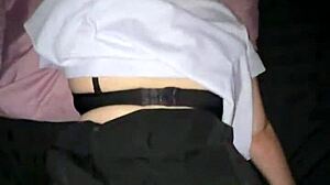 Big titted asian student rips skirt for creampie doggystyle in dorm