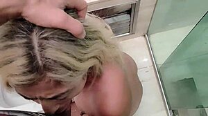 piss slut bent over toilet for rough shaved pussy pounding