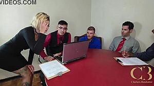 office SLUT takes BBC double penetration 😈🍆💦 crazy orgy!!