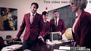Classroom gangbang slams huge tits BBW teacher doggystyle