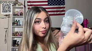 college coed milks her natural big tits tutorial lactating flow