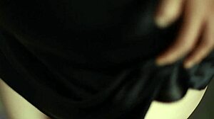 Sexy Indian Girl Teases in Black Satin Minidress