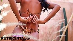 Horny Asian Putri Cinta's Huge Brown Tits Exposed