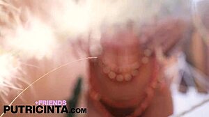 Horny Asian Putri Cinta's Huge Brown Tits Exposed