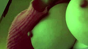 Italian milf Artemisia Love displays her big natural tits nipples close-up in slow motion bounce