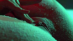 snow dusts my pretty tits and pussy closeup