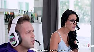 angelica maddy's pantyhose ffm threesome with riding orgasm cumshots