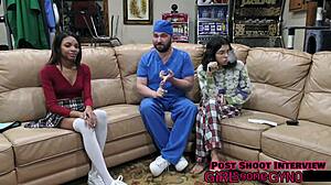 Teen Solana's Shaved Pussy Spread in First Gyno Exam