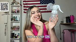 college coed milks her natural big tits tutorial lactating flow