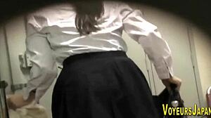 Hot asian babes swapping bikinis in the locker room 👙😏