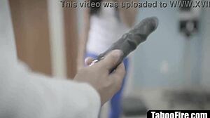 young ebony teen bent over for rough doggystyle by sleazy doctor