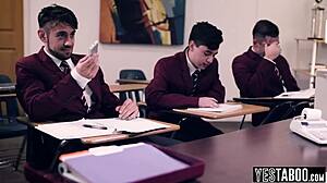 Classroom gangbang slams huge tits BBW teacher doggystyle