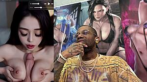 Big tits Japanese slut face cum covered in first anal paizuri Christmas fuck