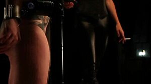 Tattooed Redhead Femdom Mistress Torments Bound Submissive Lez