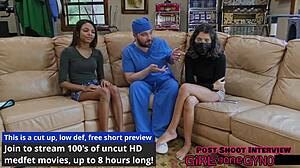 Teen Solana's Shaved Pussy Spread in First Gyno Exam