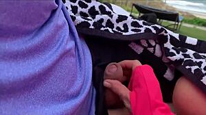 Ignore Them All - Blast Your Cumshot on Big Tit Milf Boobs Public Beach!