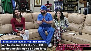 Teen Solana's Shaved Pussy Spread in First Gyno Exam