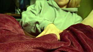 watching tv led to her femdom handjob on my huge cock with ruined orgasm mess