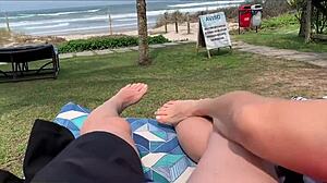 Ignore Them All - Blast Your Cumshot on Big Tit Milf Boobs Public Beach!