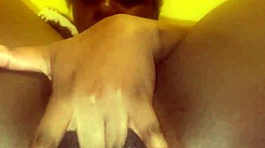 Dripping creamy black pussy lips spread wide for fingering fun