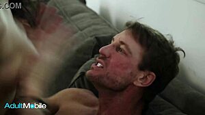 Hot cutie spreads trimmed pussy on sofa for deep cock ride moaning as monster fills her with sloppy cum!