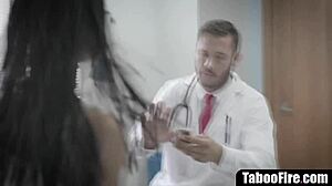 young ebony teen bent over for rough doggystyle by sleazy doctor