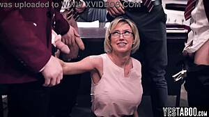 Classroom gangbang slams huge tits BBW teacher doggystyle