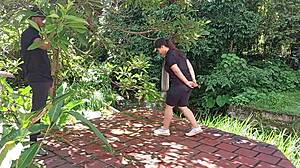 skinny colombian latina punished with outdoor cardio fuck session