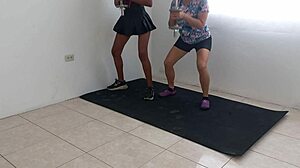 Latin Stepsisters Tease with Sensual Aerobics and Curvy Assets