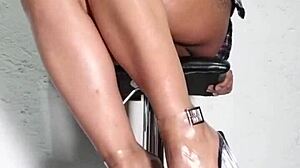 spycam catches latina milf's no panties underskirt tease