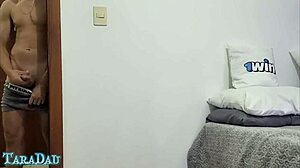 My girlfriend fucks my roommate we do DP and I take her tight ass part 01