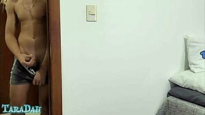 My girlfriend fucks my roommate we do DP and I take her tight ass part 01