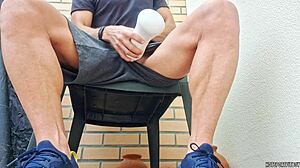 Heart-Pounding Risky Outdoor Fleshlight Fuck Ends with Gushing Cum on Face Thrill