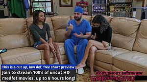 Teen Solana's Shaved Pussy Spread in First Gyno Exam