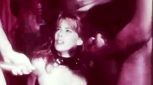 In vintage dark London shadows of swinging sixties she gets bound gangbanged by hairy British group in retro orgy