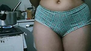 Bailey Quinn's Juicy Tight Pussy Lips Tease Kitchen Workout