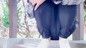 【伪娘婷婷】Shemale Tingting Outdoor Stockings Pee Masturbation Wild Afternoon!