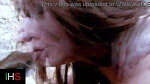 dirty guy pounds sexy girl's ass hard on beach