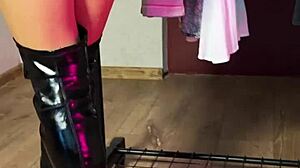 Thigh-high boots on naughty slut, ready for your cream?