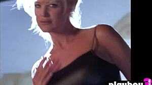 victoria silvstedt's huge tits exposed as hot milf strips naked posing