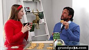 Grandpa Santa Fucks Kinky Teen Slut Riding His Big Cock!