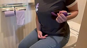 College girl masturbates in stinky piss toilet for excitement