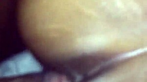 shaved chocolate ebony pussy bent over doggystyle for monster bbc creampie